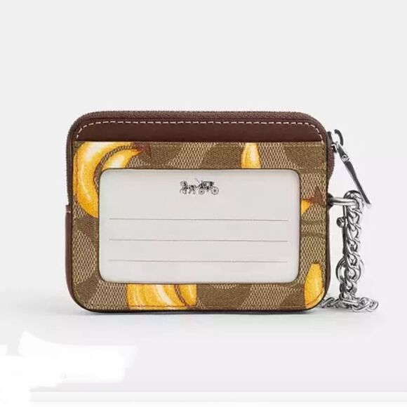COACH Limited Zip Card Case In Signature Canvas Banana Print Wallet Bag Purse - Picture 10 of 11
